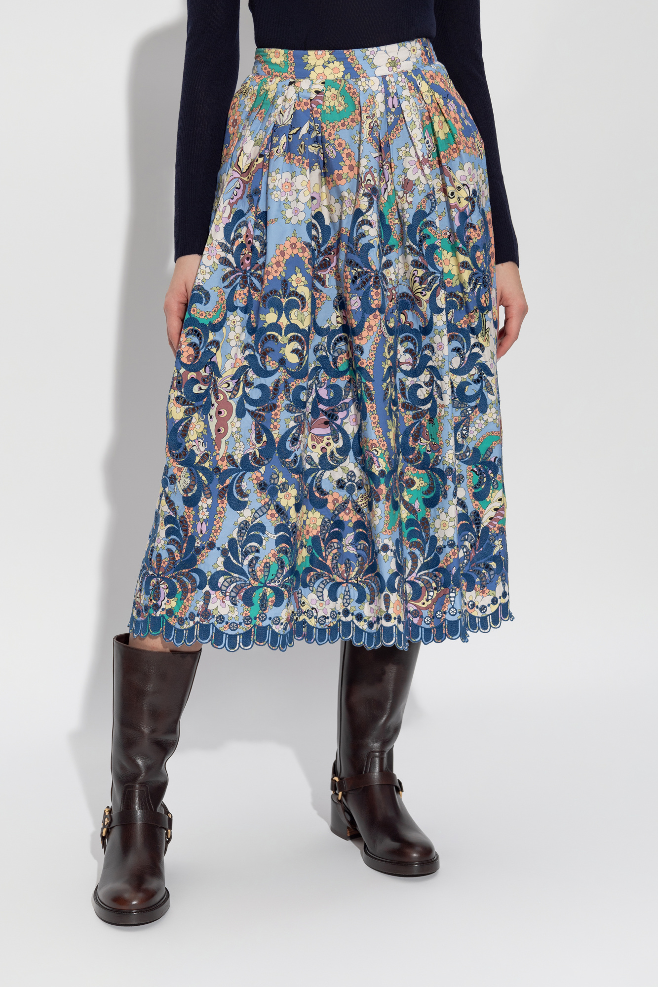 スカート ETRO SS25 PAISLEY PRINT MIDI SKIRT (WRFA0112 99SP5B8X0802) ETRO paisley-print Pleated Midi Skirt | Neutrals | FARFETCH JO